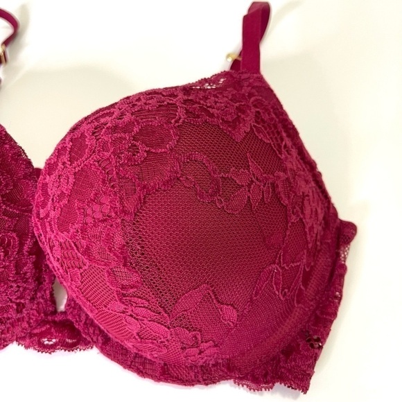 LA Senza Beyond Sexy Maroon Classic Plunge Push Up Bra 34C - Picture 4 of 7